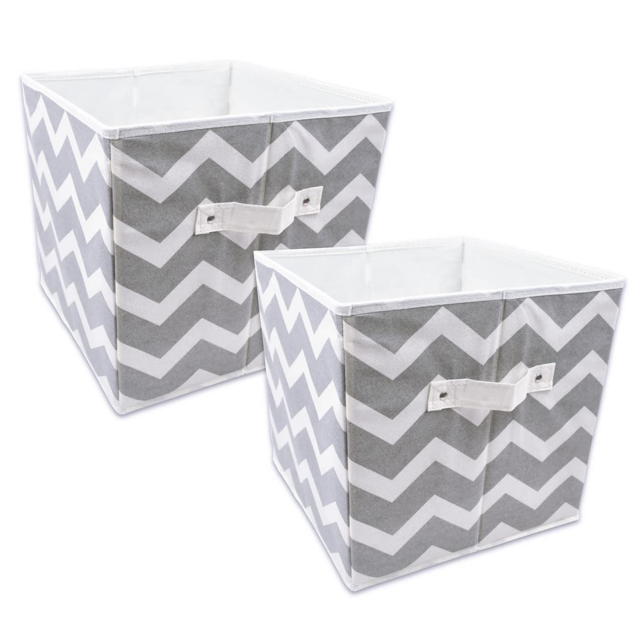 DII® 13" Gray Chevron Square Non-Woven Fabric Cubes, 2ct.